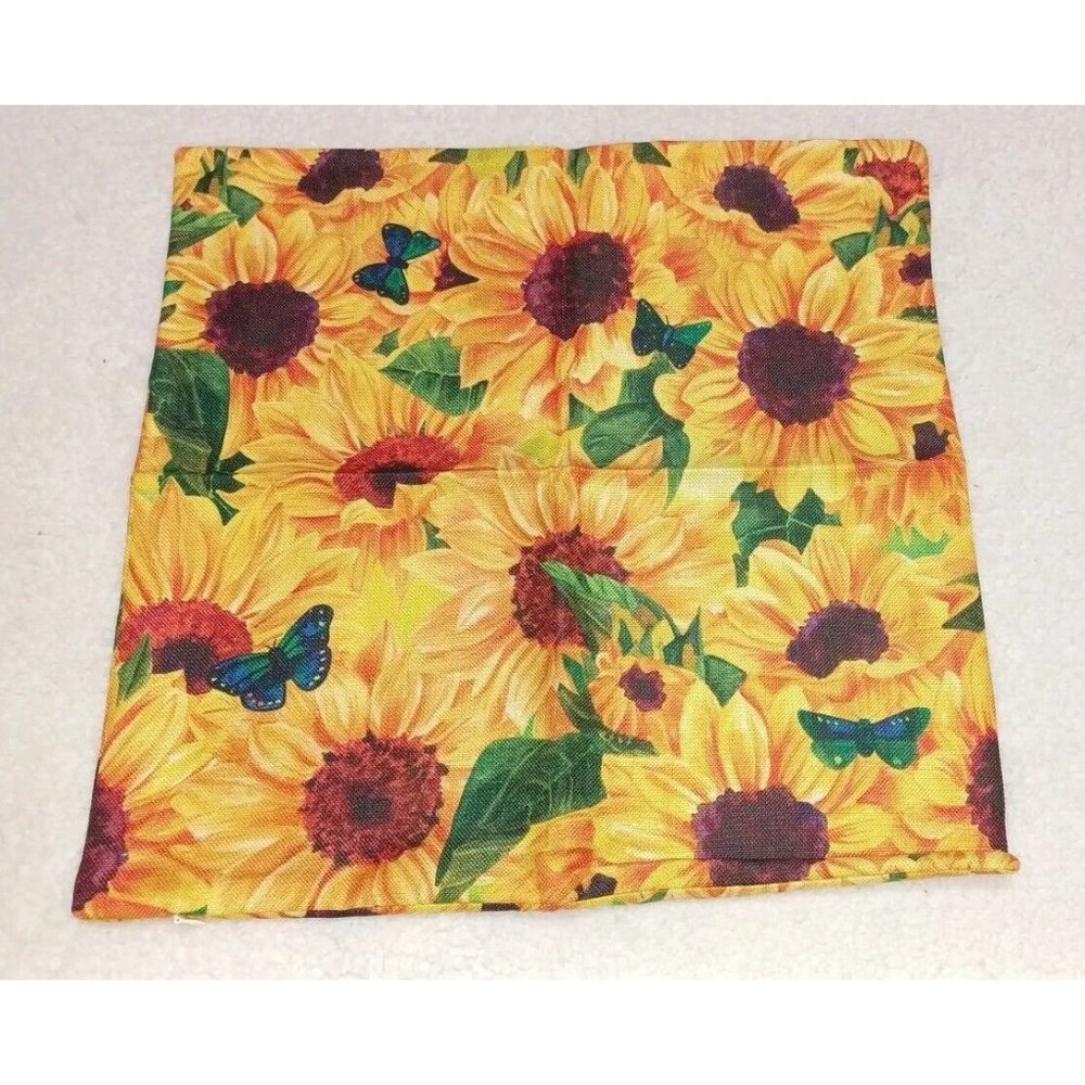 Yellow Sunflower Pillow Cover Square 17 x 17" Indoor/Outdoor Double-sided Decor